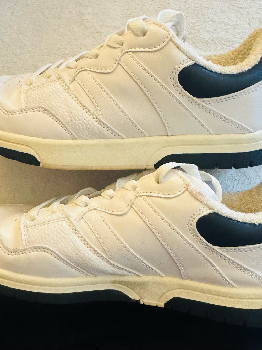 Zara Cream-White Sneakers with Black Heel Accents